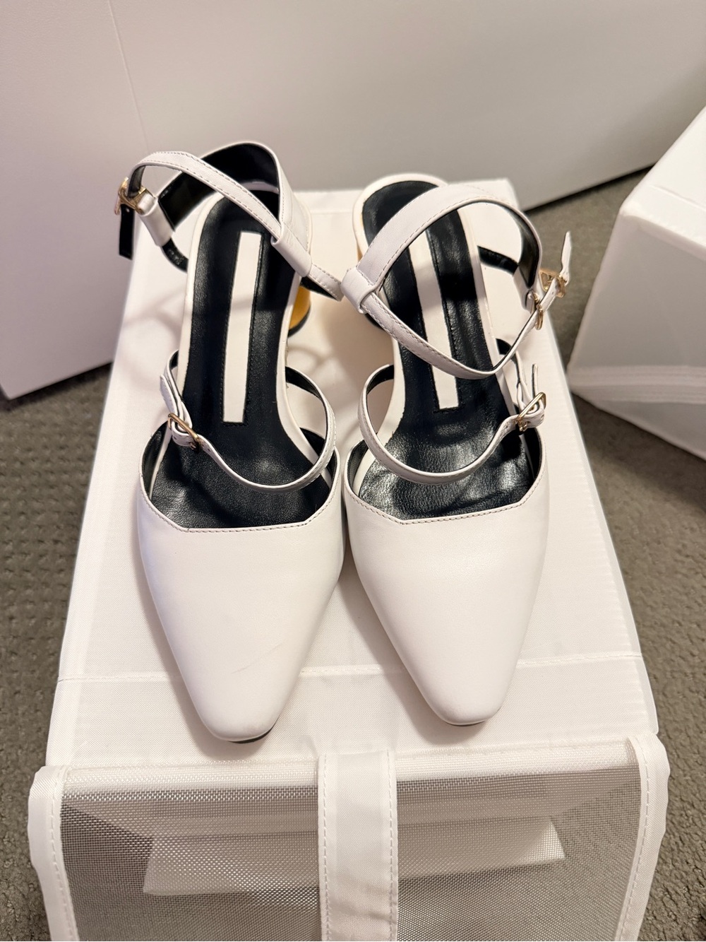 Women’s White Pointed Toe Strappy Heels-     Available until 9/4 only.